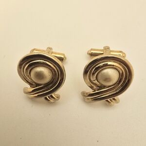 Elegant Gold Cufflinks With Pearl Accent.